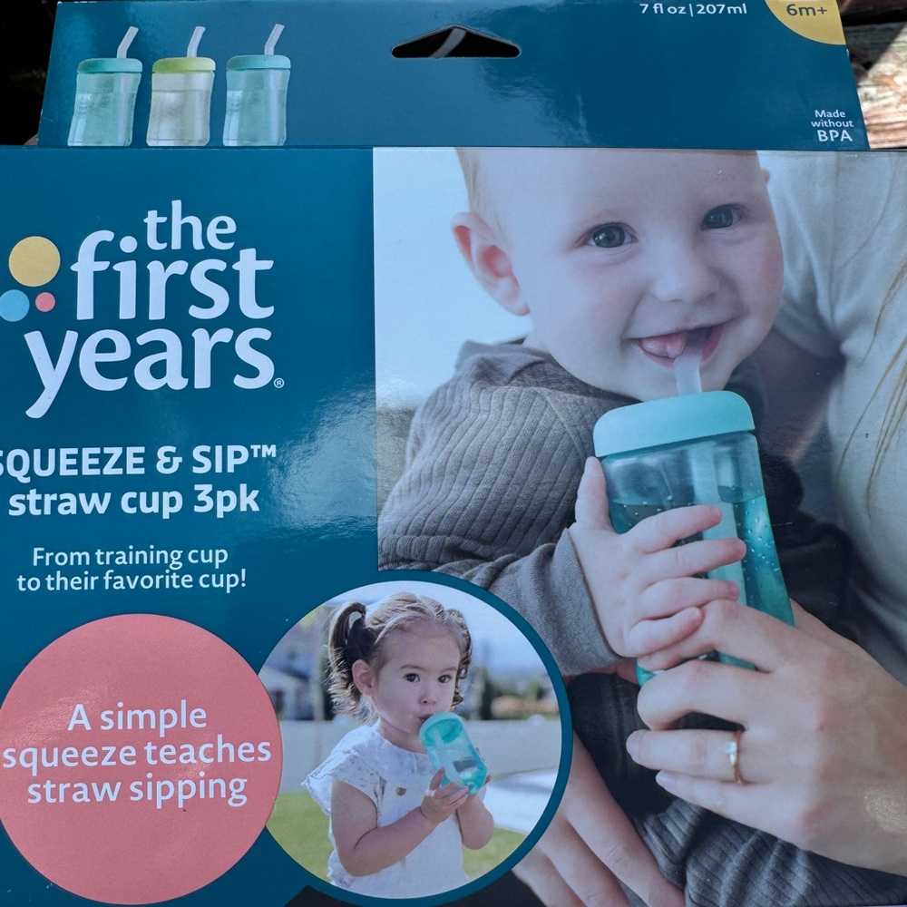 The First Years Squeeze & Sip Toddler Straw Cups - 3 pack 7fl oz 6m+